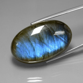 52.40 ct Blue Labradorite Gemstone, Labradorite Gem in Oval Cabochon Shape for Sale.