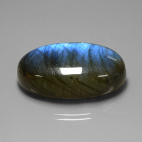 52.40 ct Blue Labradorite Stone, Natural Labradorite in Oval Cabochon Shape for Sale