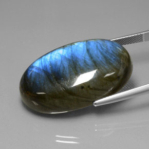 Labradorite Gemstone in 32.6 x 19.8 mm Size for Sale, Labradorite Stone in Gray Blue Sheen Color