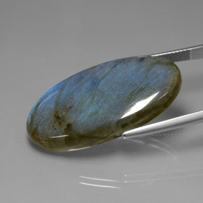 Labradorite Gemstone in 35.9 x 19.2 mm Size for Sale, Labradorite Stone in Gray Blue Sheen Color