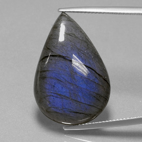 27.70 ct Blue Labradorite Gemstone, Labradorite Gem in Pear Cabochon Shape for Sale.