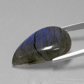 Labradorite Gemstone in 27.1 x 18.2 mm Size for Sale, Labradorite Stone in Gray Blue Sheen Color