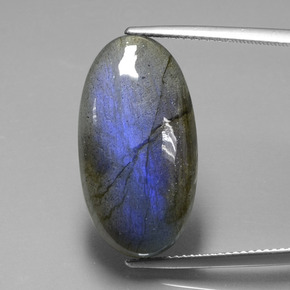 19.57 ct Blue Labradorite Gemstone, Labradorite Gem in Oval Cabochon Shape for Sale.