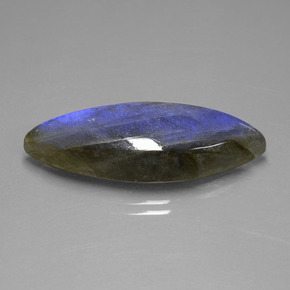 18.92 ct Blue Labradorite Stone, Natural Labradorite in Marquise Cabochon Shape for Sale