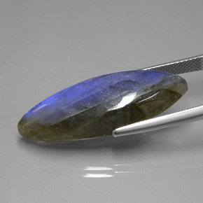 Labradorite Gemstone in 32.8 x 12.4 mm Size for Sale, Labradorite Stone in Gray Blue Sheen Color