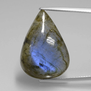 21.94 ct Blue Labradorite Gemstone, Labradorite Gem in Pear Cabochon Shape for Sale.