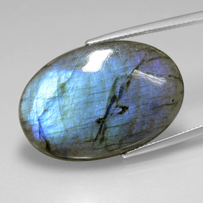 25.87 ct Blue Labradorite Stone, Natural Labradorite in Oval Cabochon Shape for Sale