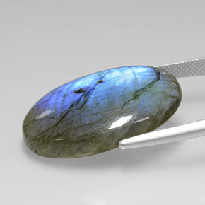 Labradorite Gemstone in 28.1 x 19 mm Size for Sale, Labradorite Stone in Gray Blue Sheen Color