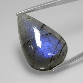 26.80 ct Blue Labradorite Gemstone, Labradorite Gem in Pear Cabochon Shape for Sale.
