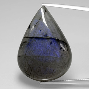 37.86 ct Blue Labradorite Gemstone, Labradorite Gem in Pear Cabochon Shape for Sale.