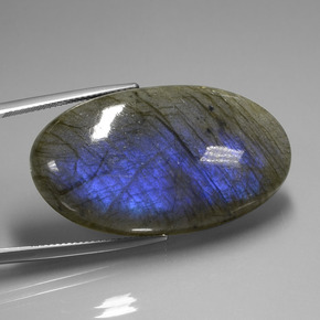 58.44 ct Blue Labradorite Stone, Natural Labradorite in Oval Cabochon Shape for Sale