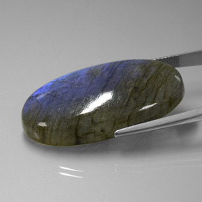 Labradorite Gemstone in 38.7 x 21.5 mm Size for Sale, Labradorite Stone in Gray Blue Sheen Color