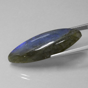 Labradorite Gemstone in 32.8 x 12.4 mm Size for Sale, Labradorite Stone in Gray Blue Sheen Color
