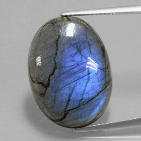 20.59 ct Blue Labradorite Gemstone, Labradorite Gem in Oval Cabochon Shape for Sale.