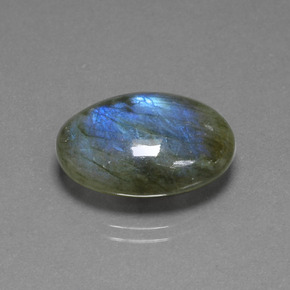 15.85 ct Blue Labradorite Stone, Natural Labradorite in Oval Cabochon Shape for Sale