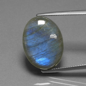16.93 ct Blue Labradorite Gemstone, Labradorite Gem in Oval Cabochon Shape for Sale.