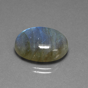 16.93 ct Blue Labradorite Stone, Natural Labradorite in Oval Cabochon Shape for Sale