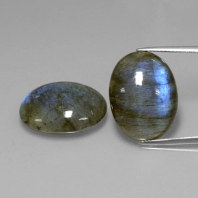 30.09 ct Blue Labradorite Gemstone, Labradorite Gem in Oval Cabochon Shape for Sale.
