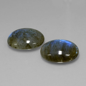 30.09 ct Blue Labradorite Stone, Natural Labradorite in Oval Cabochon Shape for Sale