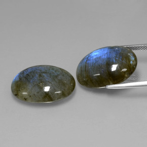 Labradorite Gemstone in 20 x 15 mm (calibrated) Size for Sale, Labradorite Stone in Gray Blue Sheen Color