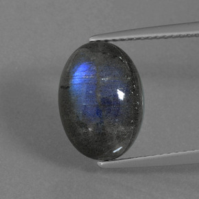 5.60 ct Blue Labradorite Gemstone, Labradorite Gem in Oval Cabochon Shape for Sale.
