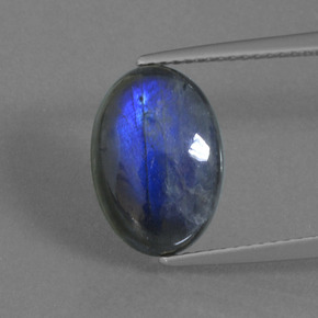 4.53 ct Blue Labradorite Gemstone, Labradorite Gem in Oval Cabochon Shape for Sale.