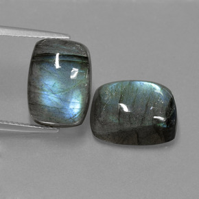 18.73 ct Blue Labradorite Gemstone, Labradorite Gem in Cushion Cabochon Shape for Sale.