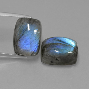 19.82 ct Blue Labradorite Gemstone, Labradorite Gem in Cushion Cabochon Shape for Sale.