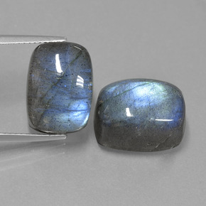 22.61 ct Blue Labradorite Gemstone, Labradorite Gem in Cushion Cabochon Shape for Sale.