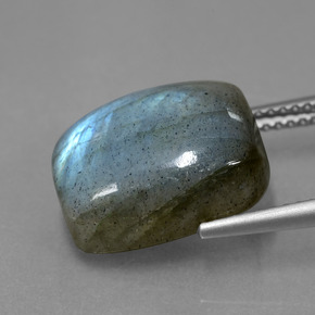 Labradorite Gemstone in 14 x 10 mm (calibrated) Size for Sale, Labradorite Stone in Gray Blue Sheen Color