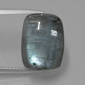 9.96 ct Blue Labradorite Gemstone, Labradorite Gem in Cushion Cabochon Shape for Sale.