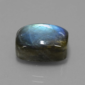 9.75 ct Blue Labradorite Stone, Natural Labradorite in Cushion Cabochon Shape for Sale
