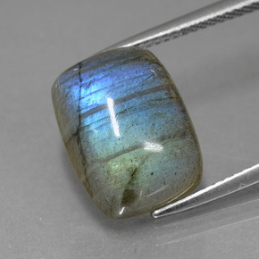 9.03 ct Blue Labradorite Gemstone, Labradorite Gem in Cushion Cabochon Shape for Sale.
