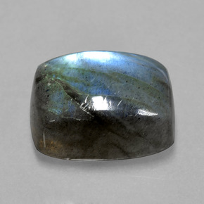 9.61 ct Blue Labradorite Stone, Natural Labradorite in Cushion Cabochon Shape for Sale