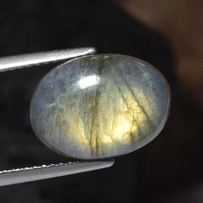 6.41 ct Multicolor Labradorite Stone, Natural Labradorite in Oval Cabochon Shape for Sale