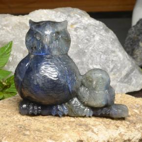 544.4ct Carved Owl Gray Blue Sheen Labradorite for sale thumb image of 544.4ct Carved Owl Gray Blue Sheen Labradorite (ID: 470550)