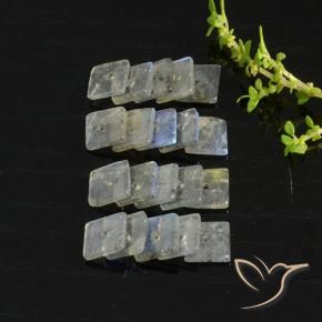 6.89 ctw Multicolor Labradorite Stones, Natural Labradorite in Square with Hole Shape for Sale