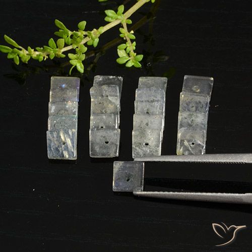 7.99 ct Drilled Square Rondelle Labradorite, 5.3 x 5.2 mm From Madagascar, Photo A