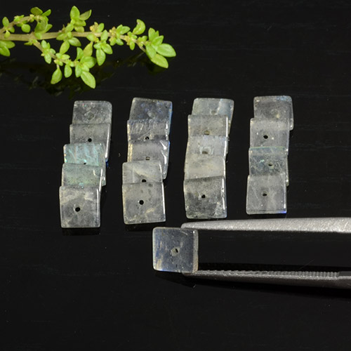 Multicolor Labradorite Gem - 0.4ct Square with Hole (ID: 479130)