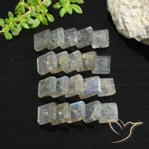 9.46 ctw Multicolor Labradorite Stones, Natural Labradorite in Square with Hole Shape for Sale