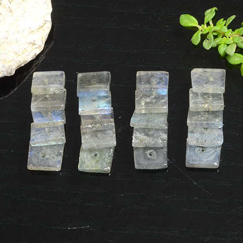 Многоцветный Лабрадорит Камень - 0.4ct Square with Hole (ID: 479134)