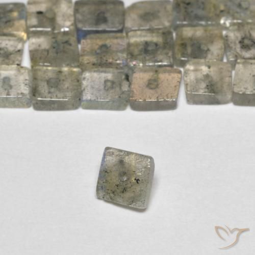 6.23 ctw Multicolor Labradorite Stones, Natural Labradorite in Drilled Square Rondelle Shape for Sale