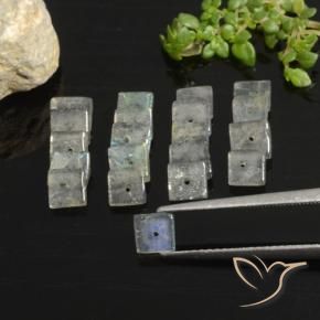 6.92 ctw Multicolor Labradorite Stones, Natural Labradorite in Square with Hole Shape for Sale