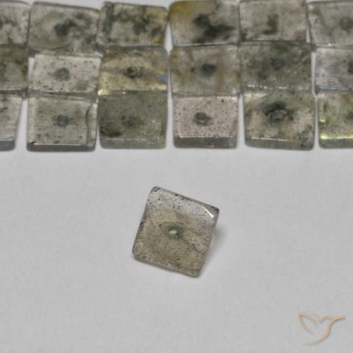 6.66 ctw Multicolor Labradorite Stones, Natural Labradorite in Drilled Square Rondelle Shape for Sale