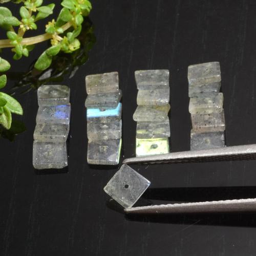 Multicolor Labradorite Gem - 0.2ct Square with Hole (ID: 479589)