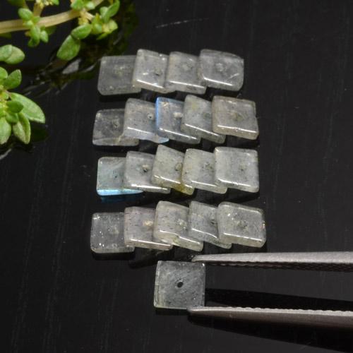 4.50 ctw Multicolor Labradorite Stones, Natural Labradorite in Drilled Square Rondelle Shape for Sale