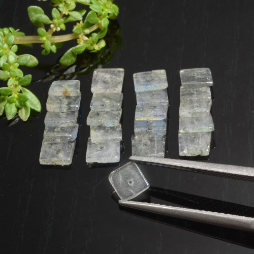 Multicolor Labradorite Gem - 0.2ct Square with Hole (ID: 479592)