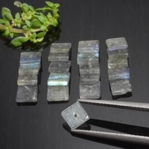 Multicolore Labradorite Gem - 0.4ct Square with Hole (ID: 479741)