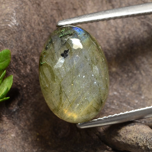 Multicolore Labradorite Gem - 6.4ct Ovale cabochon (ID: 489573)
