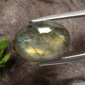 9.03 ct Multicolor Labradorite Stone, Natural Labradorite in Oval Cabochon Shape for Sale
